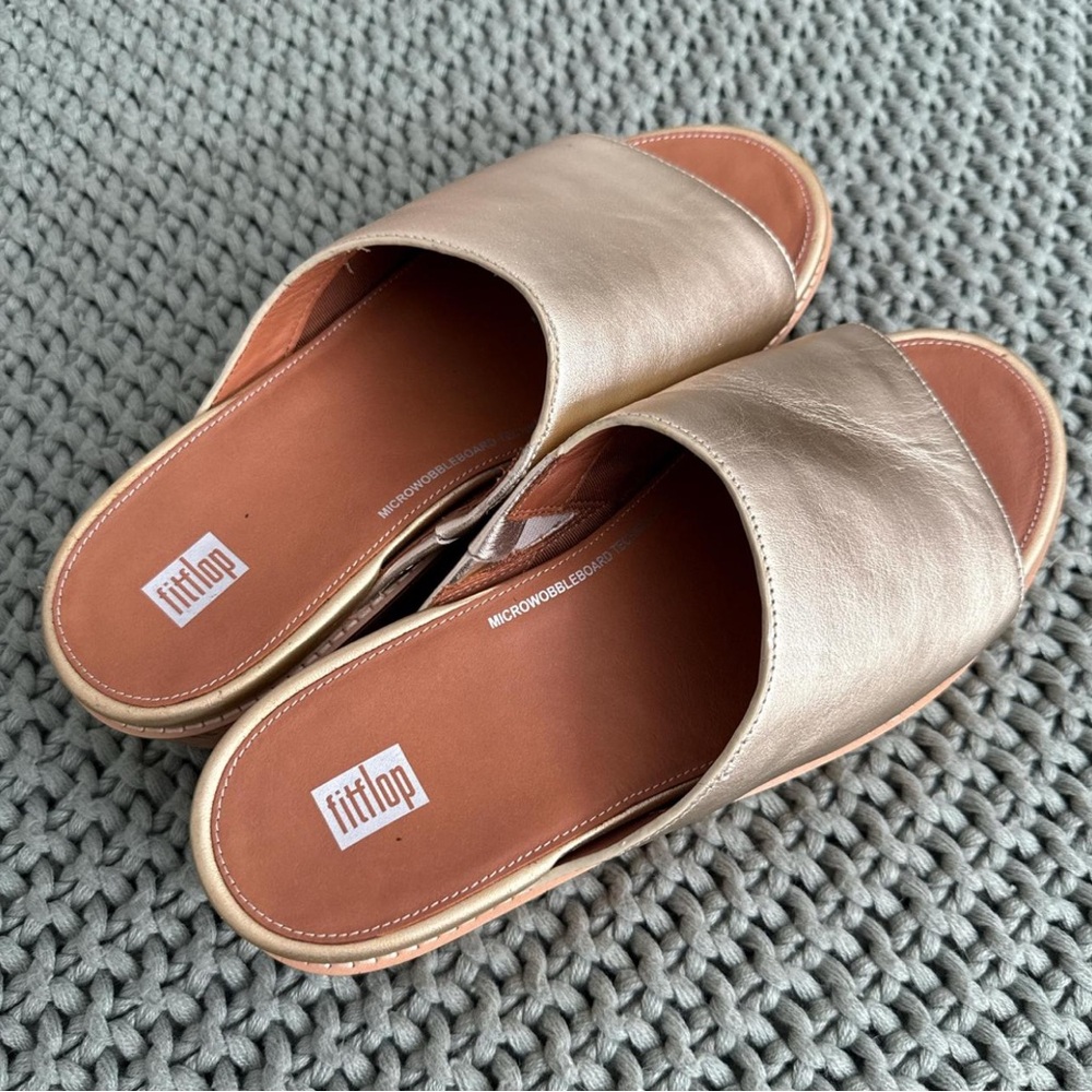Fitflop Gold Sandals with Metallic Sheen